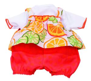 Götz dukketøj, orange set  med frugtmotiv,i 3 dele -  42-46 cm.