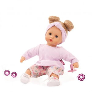 Götz - Muffin babydukke, blond  hår, lyserødt tøj, sko og mønstrede bukser  - 33 cm. + 2 år