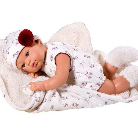 Asi babydukke uden hår, fra Koke serien, med dejlig blødt  tæppe - 36 cm.