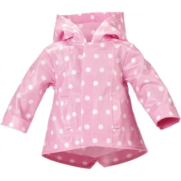 Käthe Kruse dukketøj - Pink regnjakke med hvide prikker  39 til 41 cm.