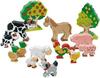 Goki trælegetøj - Rolleleg - Bondegårds dyr og frugtræer, 14 dele + 3 år