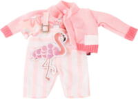 Götz dukketøj - stribede bukser med mønster, striktrøje, lys rosa og hvid farve  + 3 år  - 30-33 cm.