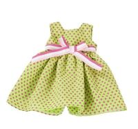Götz dukketøj - Grøn kjole med lille prikker og en stribet sløjfe - 45-50 cm.